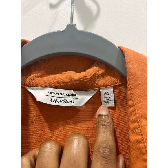 & Other Stories Collared Wrap Midi Dress in Terracotta Sz 10 - Picture 4 of 8